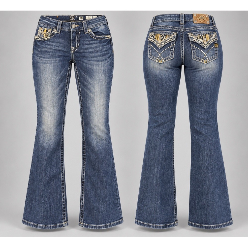 Miss Me jeans Boot womens 30x33 tribal Embellished embroidered rhinestones y2k